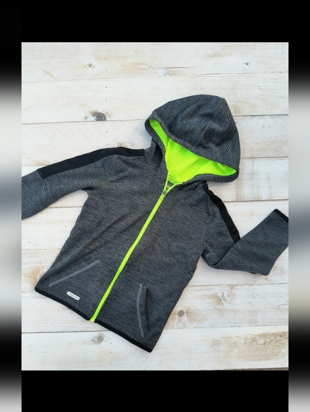 Jumping Beans Boys Toddler Gray Neon Yellow Sweater Jacket Athletic Size 5